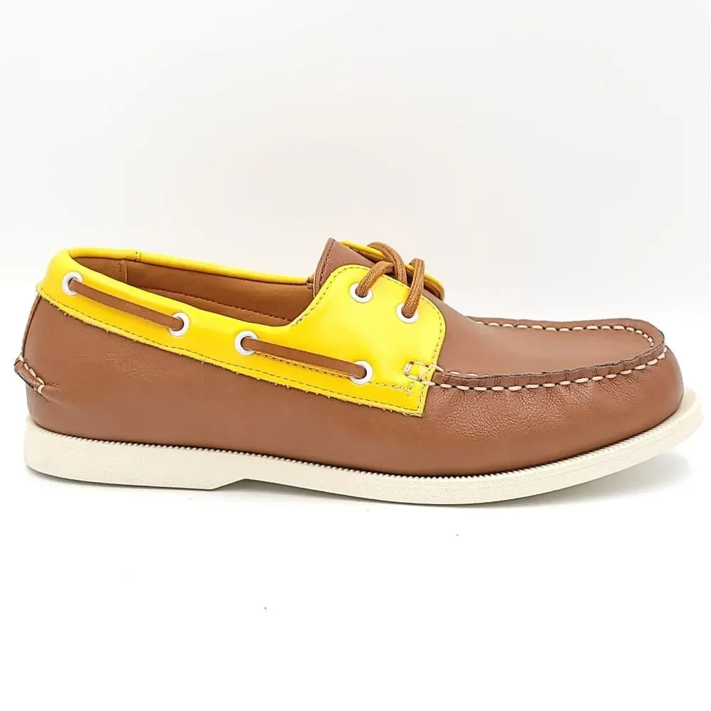 Men’s Tan Yellow Boat Shoes Faux Leather Loafers Slip-On Size 8 NWT Club Room - Picture 3 of 6